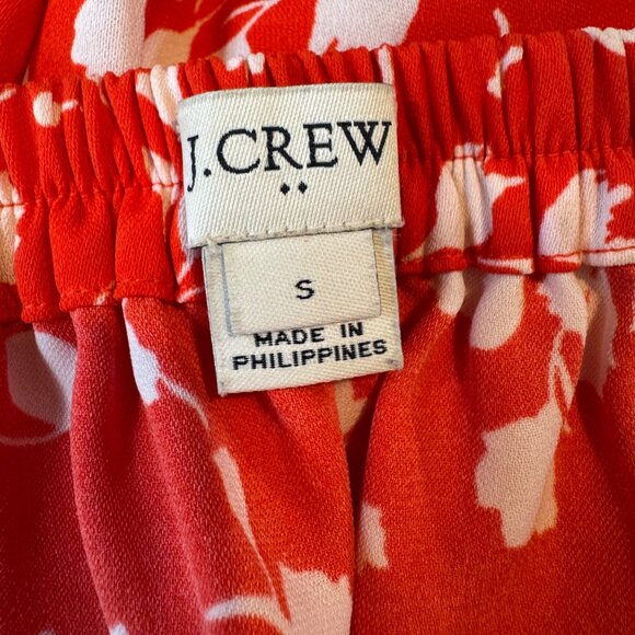 J.CREW Faux Wrap Midi Skirt Womens Red Floral Pull On Elastic Waist Size S - Picture 3 of 8